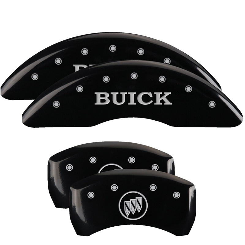 MGP 4 Caliper Covers Engraved Front Buick Rear Black Finish Silver Char 2018 Buick Enclave - 49013SBSHBK