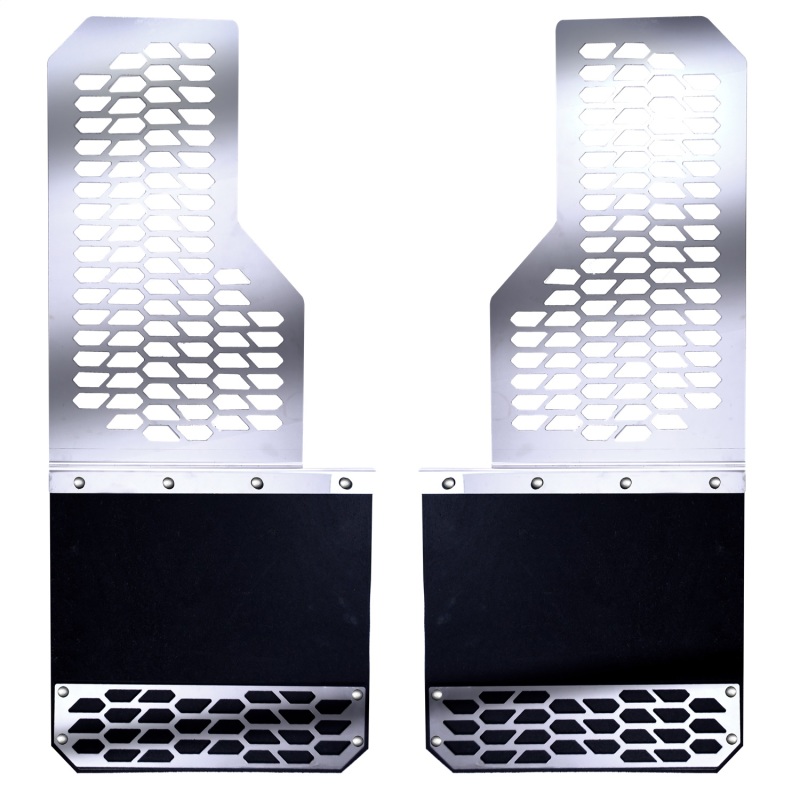 Putco 11-16 Ford SuperDuty - Set of 2 (Excl Dually Rear) Mud Skins - Polished SS w/ Hex Shield - 78050