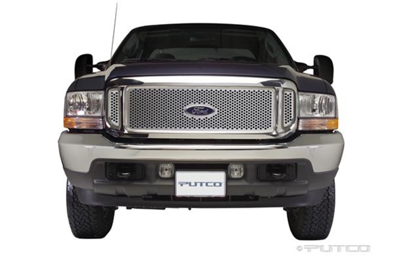 Putco 99-04 Ford SuperDuty w/ Logo CutOut (Does not Include Side Vents) Punch SS Grilles - 84106