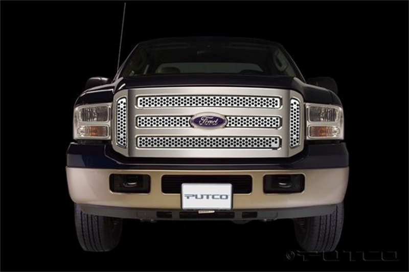 Putco 05-07 Ford SuperDuty - Including Side Vents Punch Stainless Steel Grilles - 84155