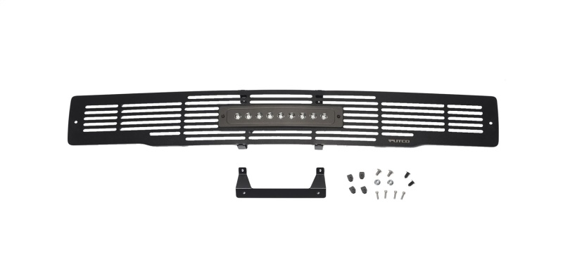 Putco 15-17 Ford F-150 - SS Black Bar Design w/10in Luminix Light Bar Bumper Grille Inserts - 87160L