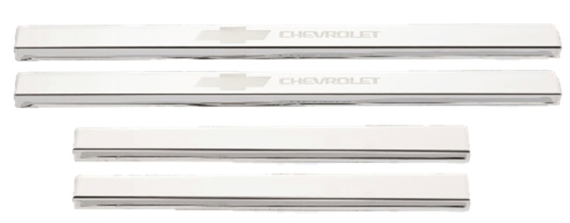 Putco 2019+ Chevrolet Silverado LD- Crew Cab (4pc) w/ Bow Tie Etching SS Door Sills - 95183GM-1