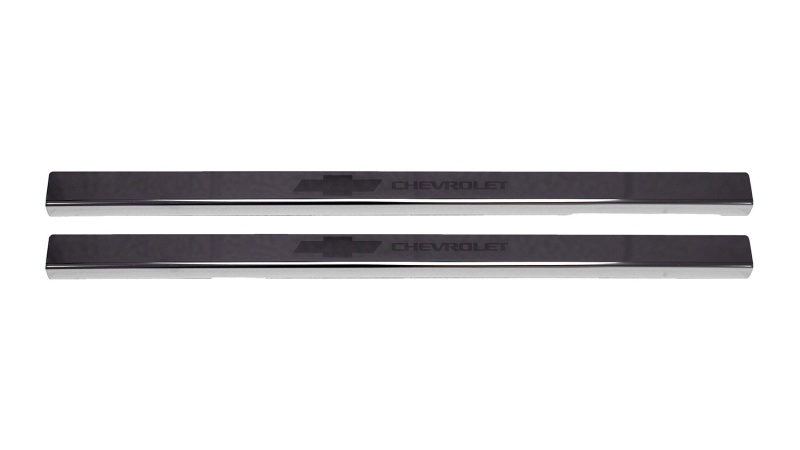 Putco 2020 Chevy Silv LD/HD Double/Regular Cab w/ Bow Tie Etching (2pcs) Black Platinum Door Sills - 95181BPGM-1