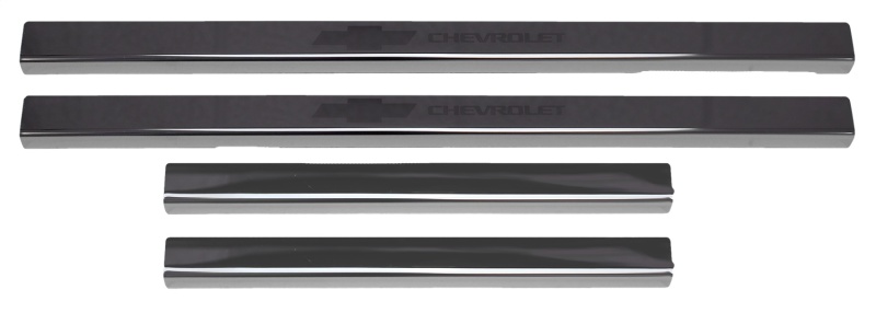 Putco 2019+ Chevrolet Silverado LD- Crew Cab w/ Bow Tie Etching (4pcs) Black Platinum Door Sills - 95183BPGM-1