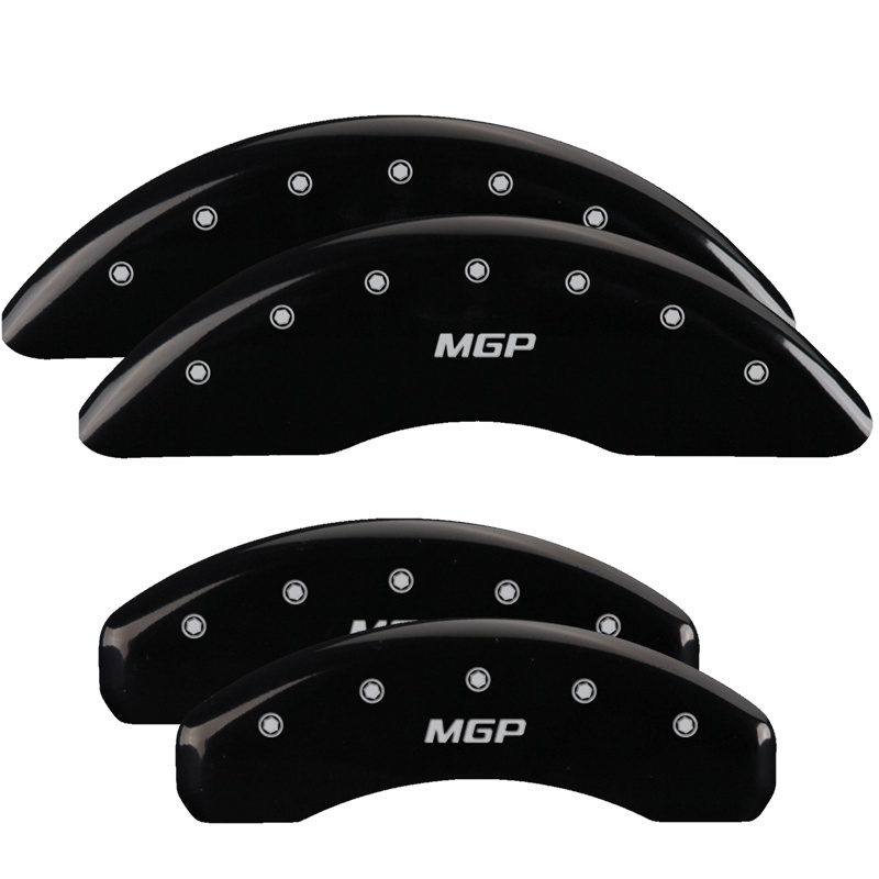 MGP 4 Caliper Covers Engraved Front & Rear MGP Black Finish Silver Characters 2011 BMW 750Li - 22237SMGPBK