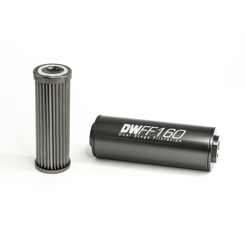 DeatschWerks Stainless Steel 10AN 10 Micron Universal Inline Fuel Filter Housing Kit (160mm) - 8-03-160-010K
