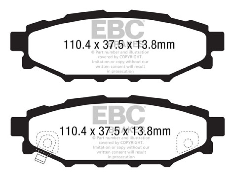 EBC 12+ Subaru BRZ 2.0 (solid rear rotors) Greenstuff Rear Brake Pads - DP21584