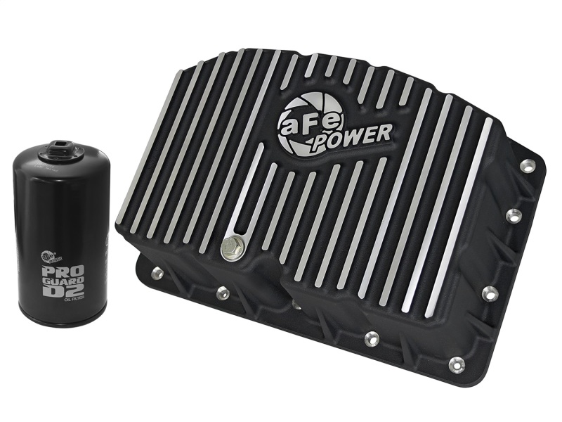 AFE Pro Series Engine Oil Pan Black w/Machined Fins; 11-16 Ford Powerstroke V8-6.7L (td) - 46-70322