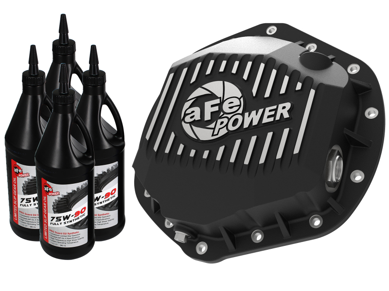 aFe Power Pro Series Rear Differential Cover Black w/Machined Fins & Gear Oil 14-18 RAM 6.7L Diesel - 46-70392-WL