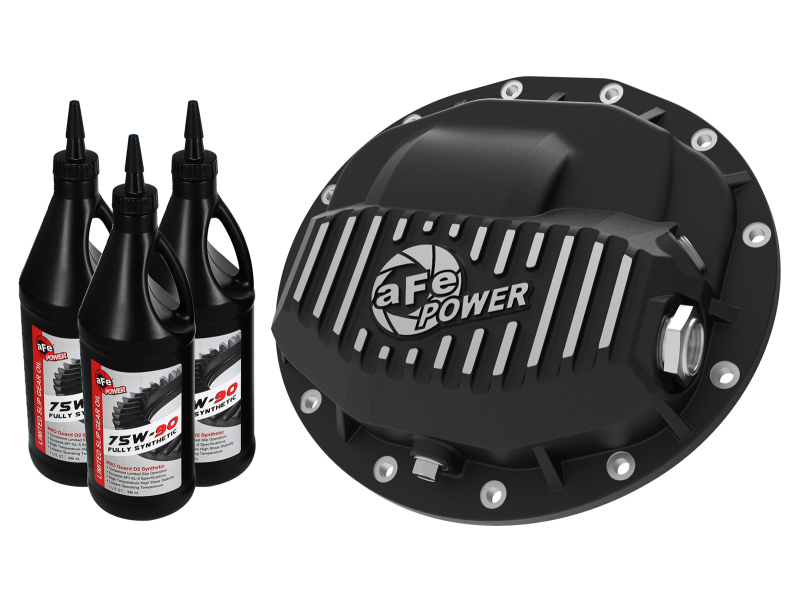 aFe Power Pro Series Front Diff Cover Black Machined & Gear Oil 13-18 Dodge Ram 2500/3500 - 46-70402-WL