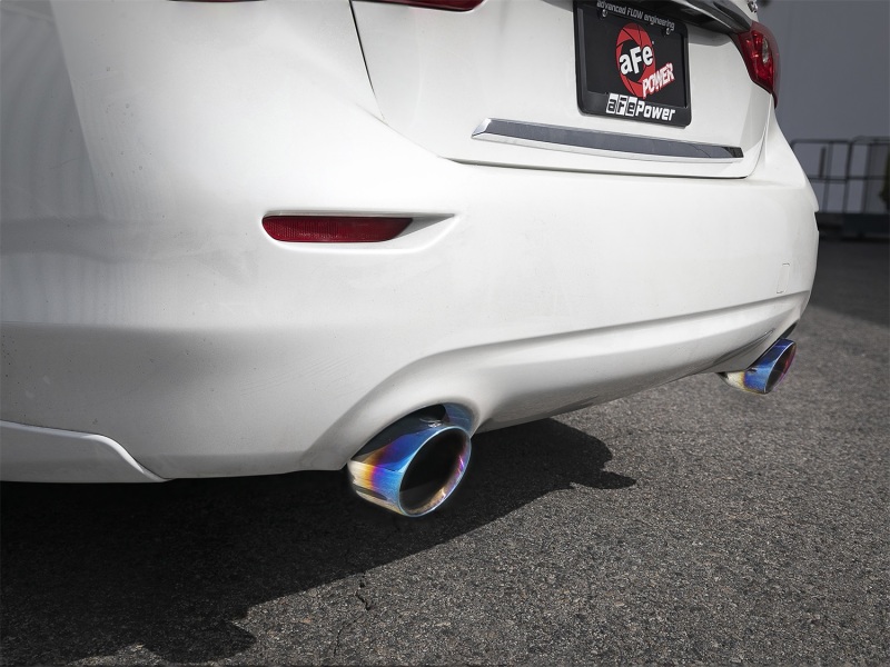 aFe Takeda 2.5in 304 SS Axle-Back Exhaust w/ Blue Flame Tips 16-18 Infiniti Q50 V6-3.0L (tt) - 49-36130NM-L