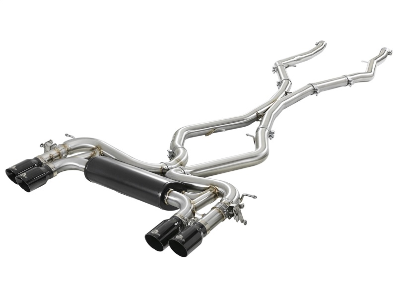 aFe MACH Force-Xp 3.5in. 304 SS C/B Exhaust System 15-18 BMW X5 M (F85) V8-4.4L (tt) - Black Tip - 49-36341-B