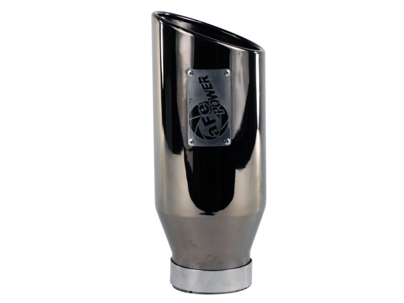 aFe MACHForce XP Exhausts Tips SS-304 EXH Tip 4In x 6Out x 15L Bolt-On (blk chrome) - 49-92018-BC