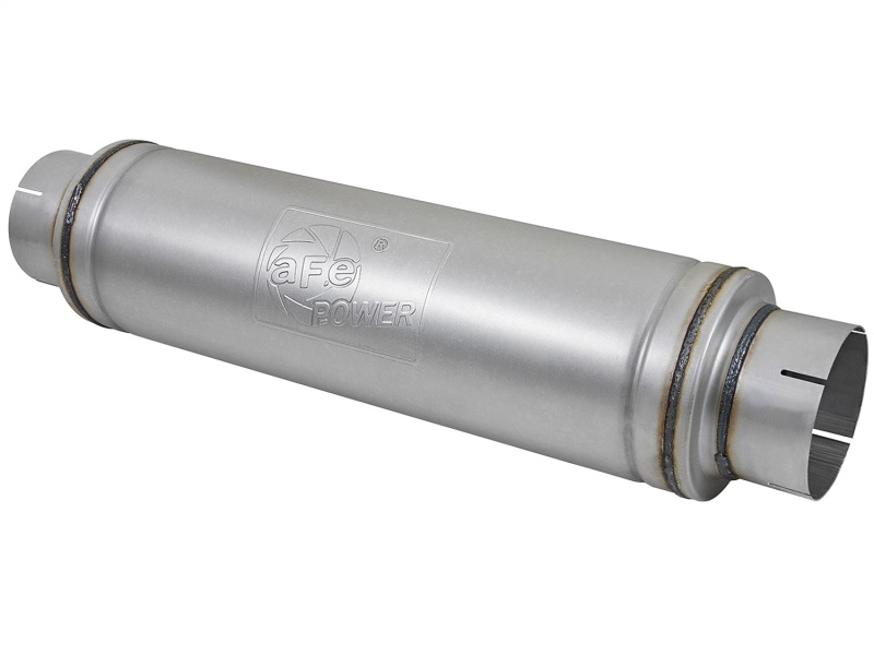 aFe ATLAS Aluminized Steel Muffler 5in Center/Center 24in L x 7in Diameter - Round Body - 49M00023