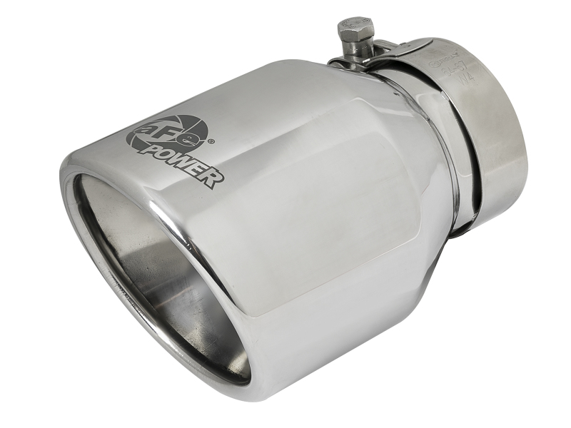 aFe MACH Force-Xp 304 SS Clamp-On Exhaust Tip 2.5in. Inlet / 4in. Outlet / 6in. L - Polished - 49T25404-P06