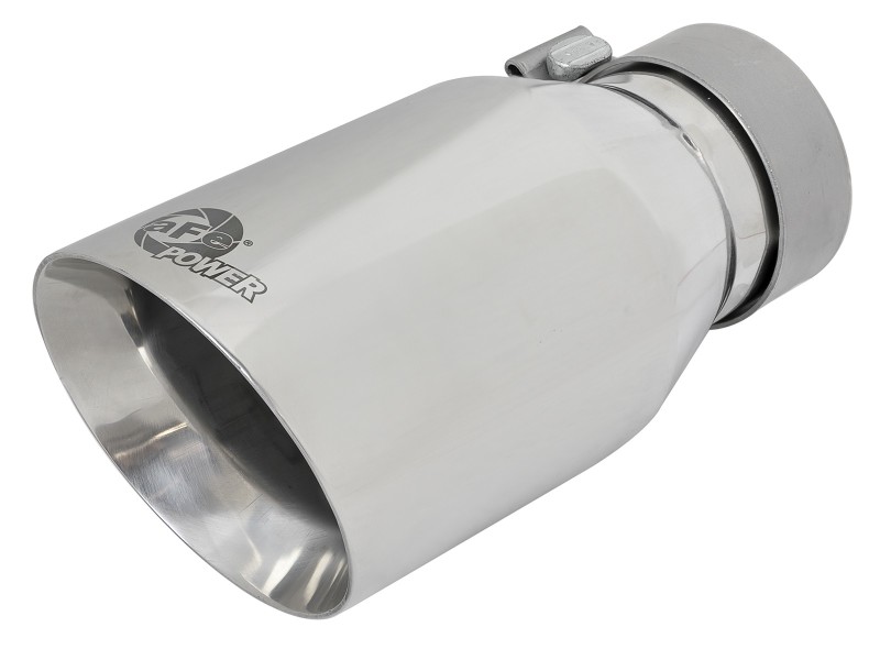 aFe MACH Force-Xp Univ 304 SS Double-Wall Clamp-On Exhaust Tip - Polished - 3in Inlet - 4.5in Outlet - 49T30454-P092