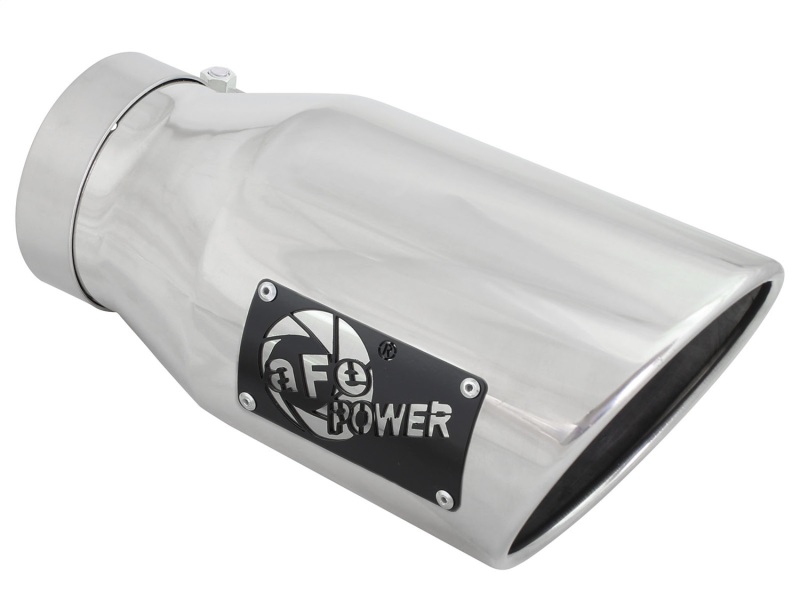 aFe MACH Force-XP 304 SS Right Side Single Wall Polished Exhaust Tip 4in Inlet x 6in Outlet x 12in L - 49T40601-P12