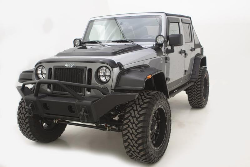 AVS 07-18 Jeep Wrangler (2 Door) Ventvisor & Aeroskin Deflector Combo Kit - Matte Black - 56020060