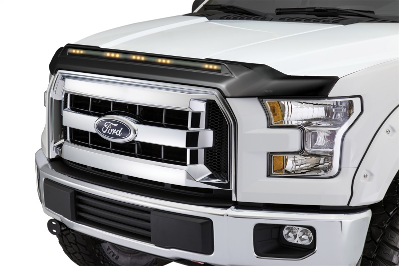 AVS 2015-2019 Ford F150 Aeroskin Low Profile Hood Shield w/ Lights - Black - 753096