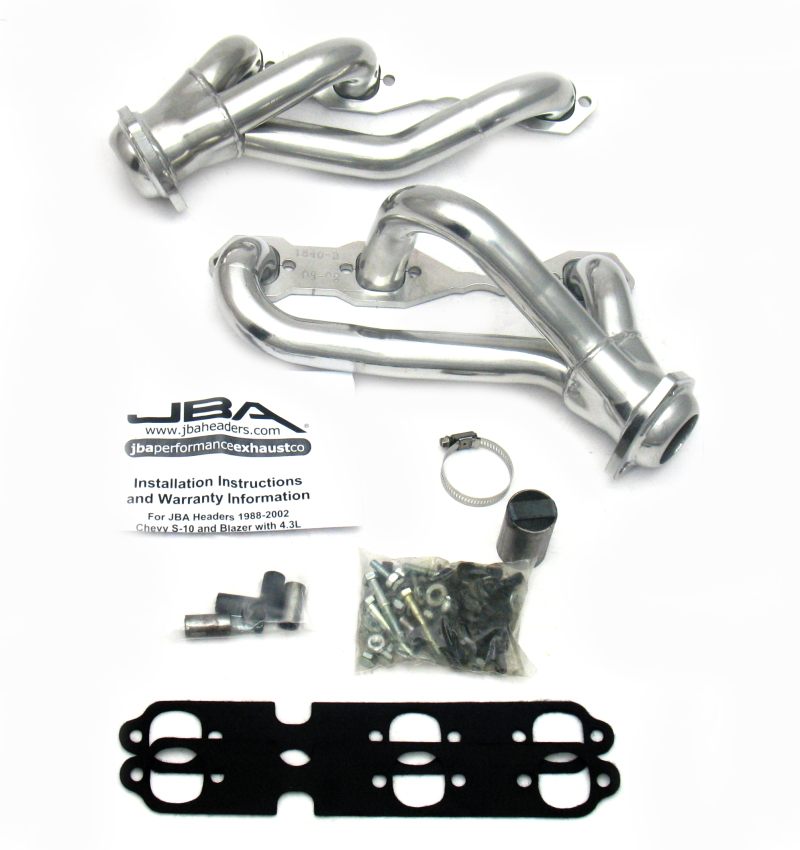 JBA 88-95 & 02-03 GM S-Truck 4.3L V6 4WD 1-1/2in Primary Silver Ctd Cat4Ward Header - 1840S-3JS