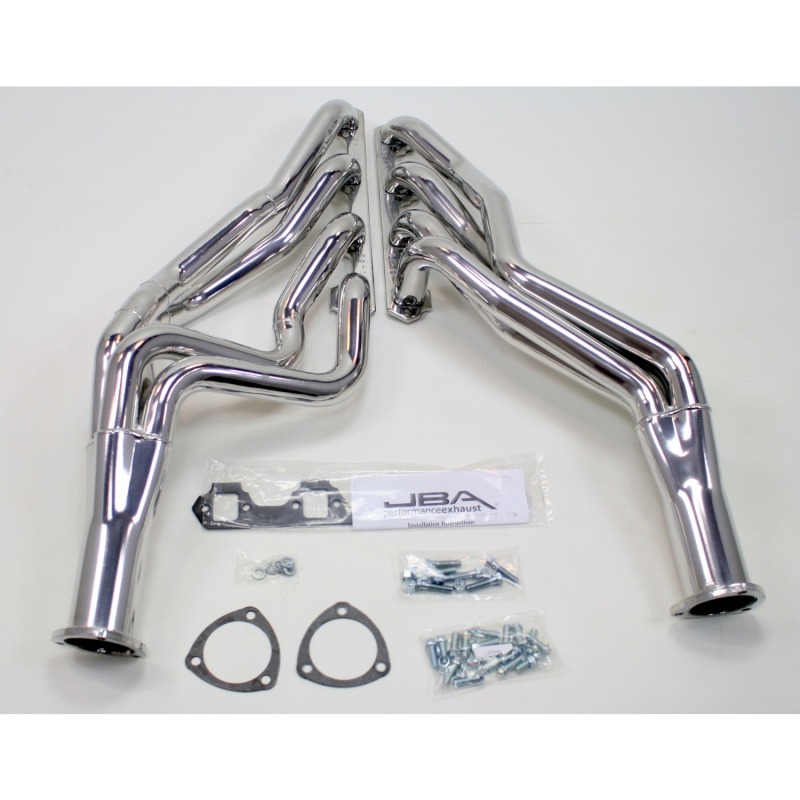 JBA 65-73 Ford Mustang 260-302 SBF 4 Speed C4/C6/AOD 1-3/4in Primary Silver Long Tube Header - 6610SJS