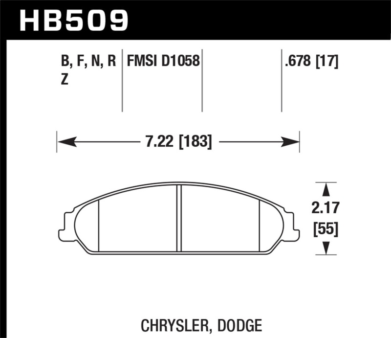 Hawk 05-16 Chrysler 300 / 06-16 Dodge Charger / 08-16 Dodge Challenger HP+ Street Front Brake Pads - HB509N.678