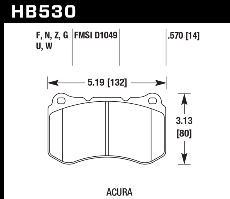 Hawk 07-08 Acura TL Type S DTC-60 Race Front Brake Pads - HB530G.570