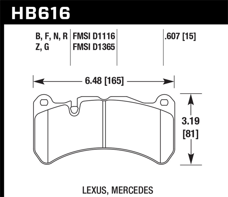 Hawk 08-09 Lexus IS-F HP+ Street Front Brake Pads - HB616N.607