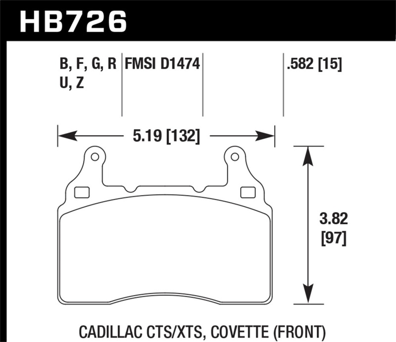 Hawk 2014 Chevrolet Corvette PC Front Brake Pads - HB726Z.582