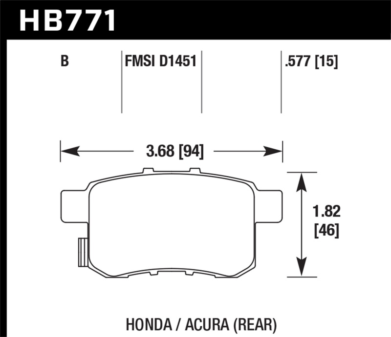 Hawk 08-16 Honda Accord High Performance Street 5.0 Rear Brake Pads - HB771B.597