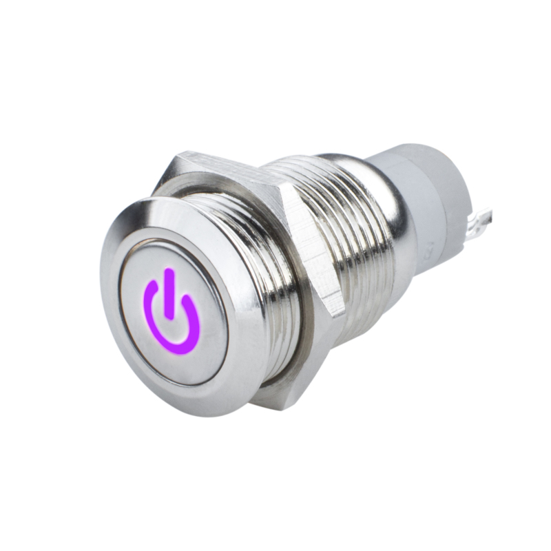 Oracle Pre-Wired Power Symbol Momentary Flush Mount LED Switch - UV/Purple - 2050-007