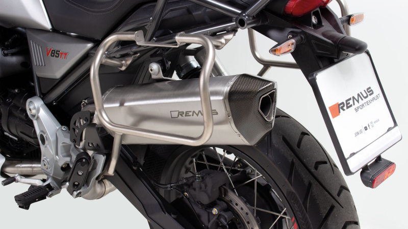 Remus 2019 Moto Guzzi V85 TT Black Hawk Stainless Steel Race Slip On - 64583 455519