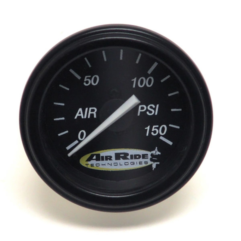 Ridetech Air Pressure Gauge Single Needle Black Face 150psi w/ Fittings - 31960006