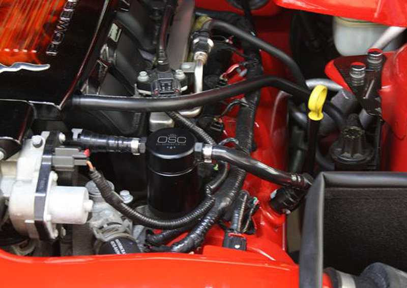 J&L 05-10 Ford Mustang GT/Bullitt/Saleen Driver Side Oil Separator 3.0 - Black Anodized - 3013D-B