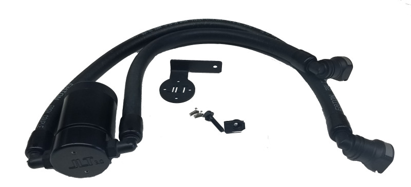 J&L 11-17 Ford F-150 5.0L / 11-14 Ford F-150 6.2L Driver Side Oil Separator 3.0- Black Anodized - 3016D-B