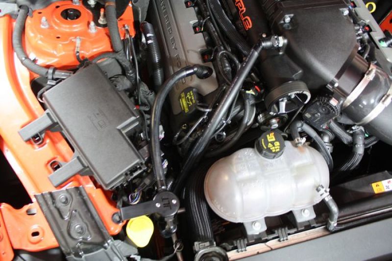 J&L 15-23 Ford Mustang GT/15-20 Ford Mustang GT350 Passenger Side Oil Separator 3.0 - Black Anodized - 3030P-B