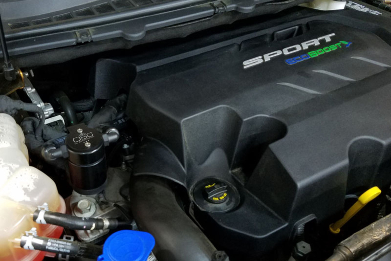 J&amp;L 2015-2024 Ford Edge Sport/ST Passenger Side Oil Separator 3.0 - Black Anodized - 3031P-B