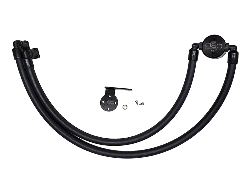 J&amp;L 17-22 Ford F-250 6.2L/7.3L Passenger Side Oil Separator 3.0 - Black Anodized - 3042P-B