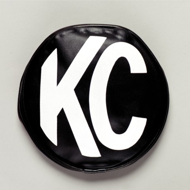 KC HiLiTES 6in. Round Soft Cover (Pair) - Black w/White KC Logo - 5100