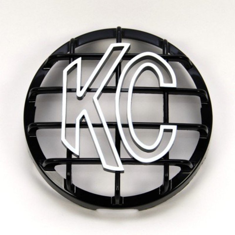 KC HiLiTES 6in. Round ABS Stone Guard for SlimLite/Daylighter Lights (Single) - Black/White KC Logo - 7210