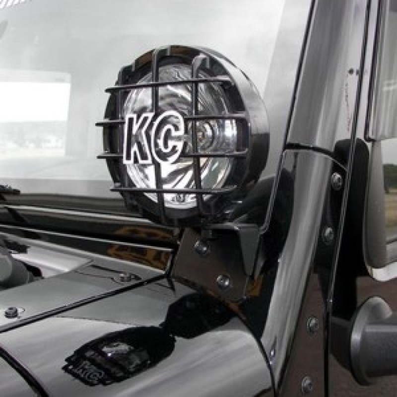 KC HiLiTES 07-18 Jeep JK A-Pillar Windshield Light Mount Bracket Set (Pair) - Black - 7316