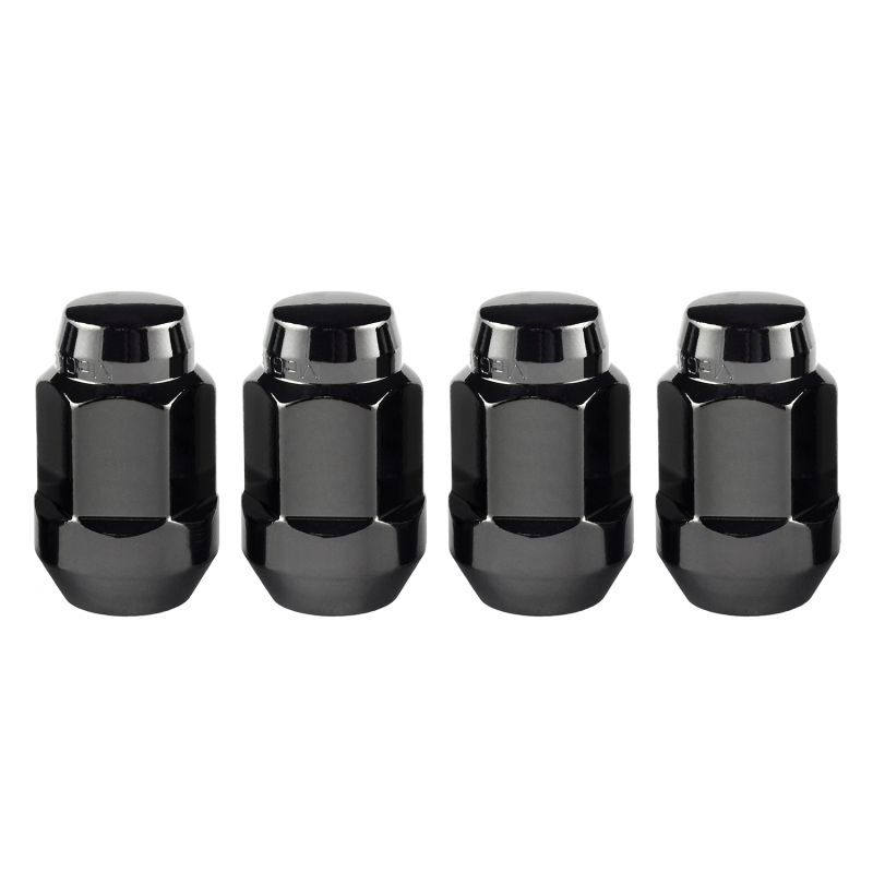 McGard Hex Lug Nut (Cone Seat Bulge Style) M12X1.5 / 3/4 Hex / 1.45in. Length (4-Pack) - Black - 64015