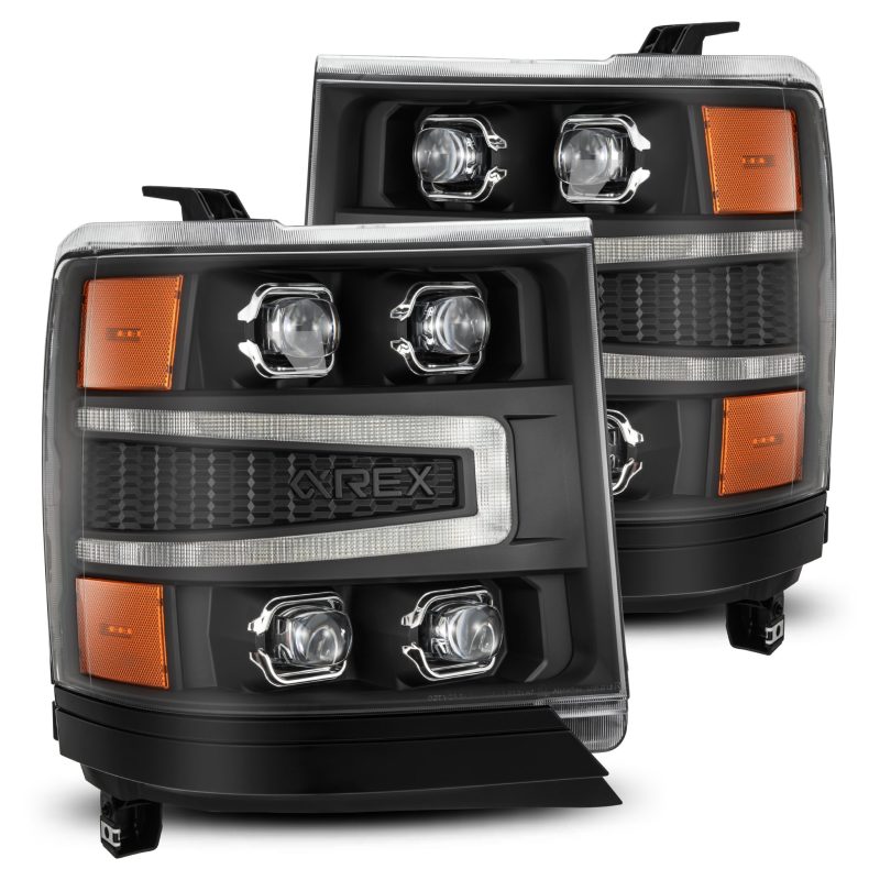 AlphaRex 16-18 Chevy 1500HD NOVA-Series LED Proj Headlights BK w/Actv Lgt/SeqSig & DRL (Req 810023) - 880237