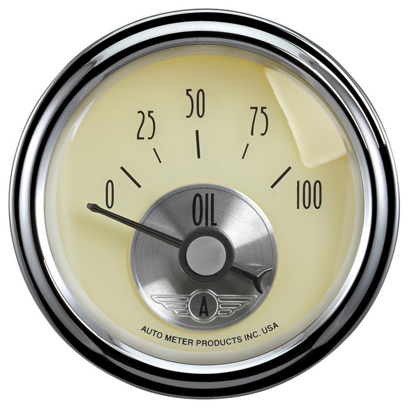 Autometer Prestige Series 2-1/16in 100 PSI Oil Presse Gauge (Antique Ivory) - 2027