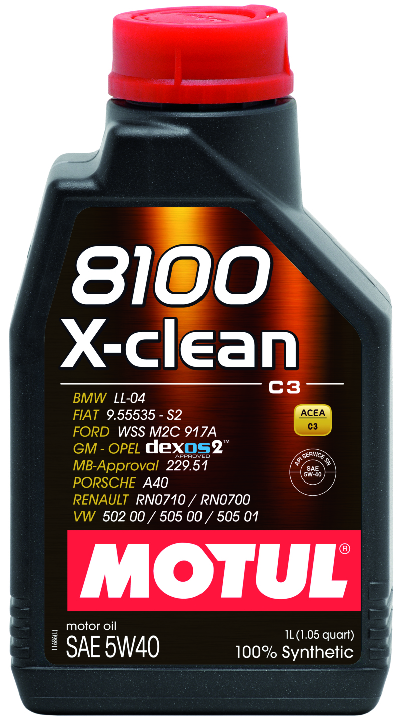 Motul 1L Synthetic Engine Oil 8100 5W40 X-CLEAN C3 -505 01-502 00-505 00-LL04 - 102786