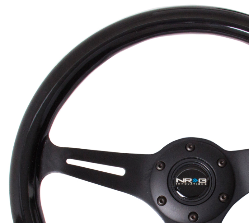 NRG Classic Wood Grain Steering Wheel (350mm) Black Paint Grip w/Black 3-Spoke Center - ST-015BK-BK