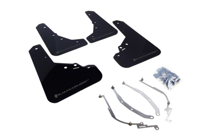 Rally Armor 12-18 Fiat 500 (Pop/Sport/Lounge/Abarth) Black UR Mud Flap w/ Grey Logo - MF25-UR-BLK/GRY