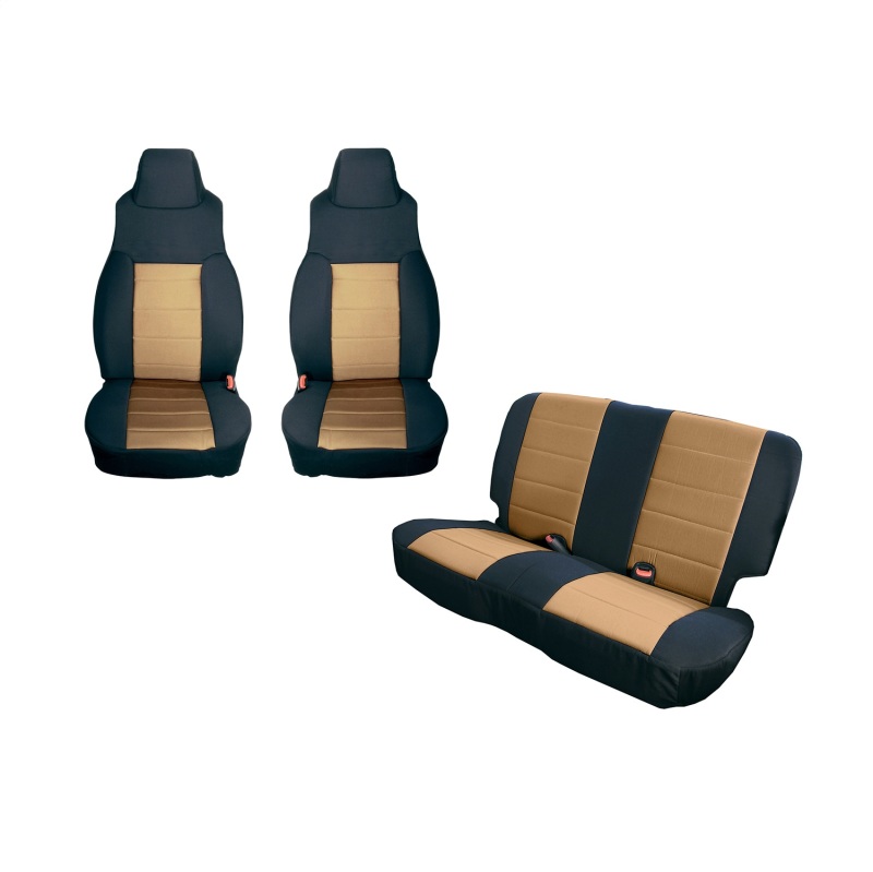 Rugged Ridge Seat Cover Kit Black/Tan 97-02 Jeep Wrangler TJ - 13292.04