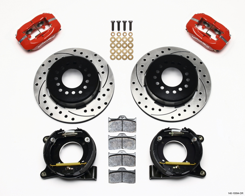 Wilwood Forged Dynalite P/S Park Brake Kit Drilled Red Chevy C-10 2.42 Offset 5-lug - 140-10094-DR