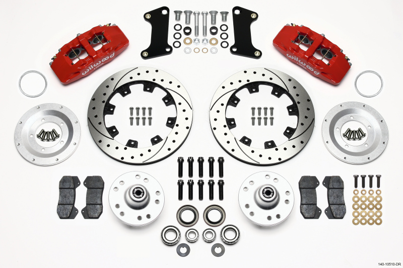 Wilwood Dynapro 6 Front Hub Kit 12.19in Drilled Red 67-69 Camaro (*Line Kit Needed*) - 140-10510-DR